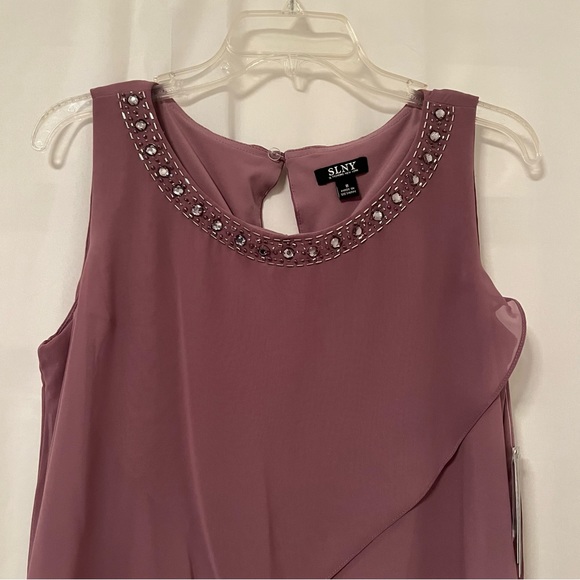 BNWT Women's Knee length Sleeveless Dress with Rhinestone accents in Elderberry - Picture 3 of 7
